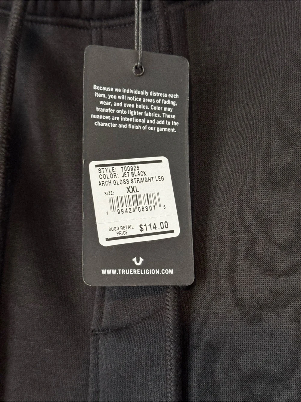 True Religion Black Logo Joggers with White Graphic